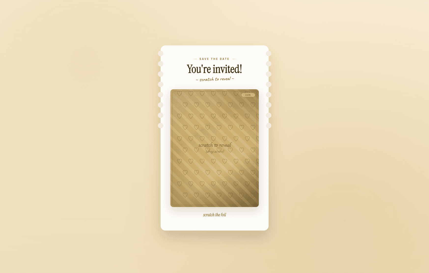 Scratchie save-the-date reveal