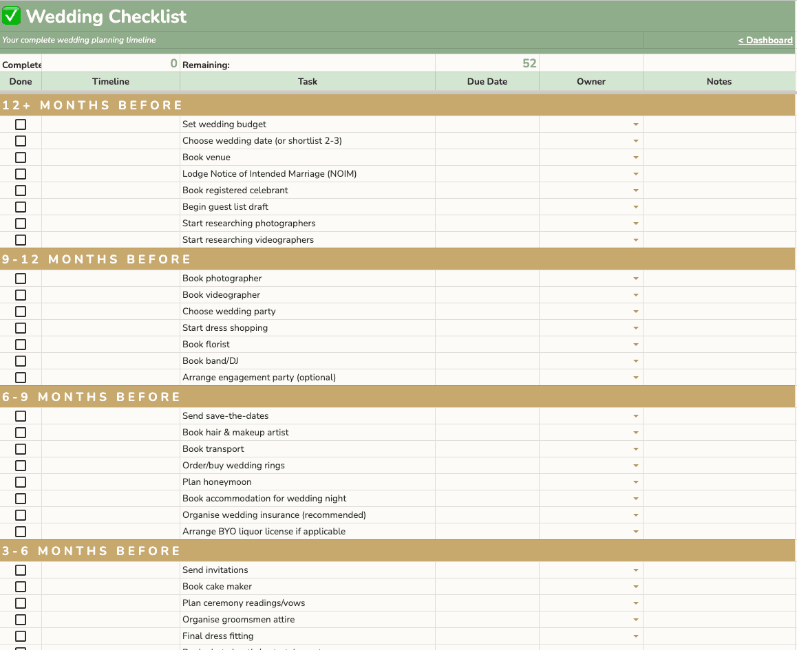 Checklist tab preview
