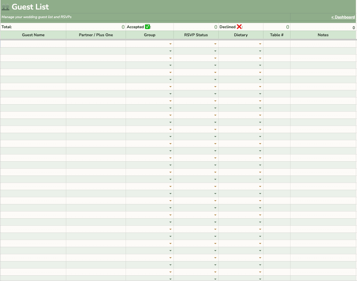 Guest List tab preview