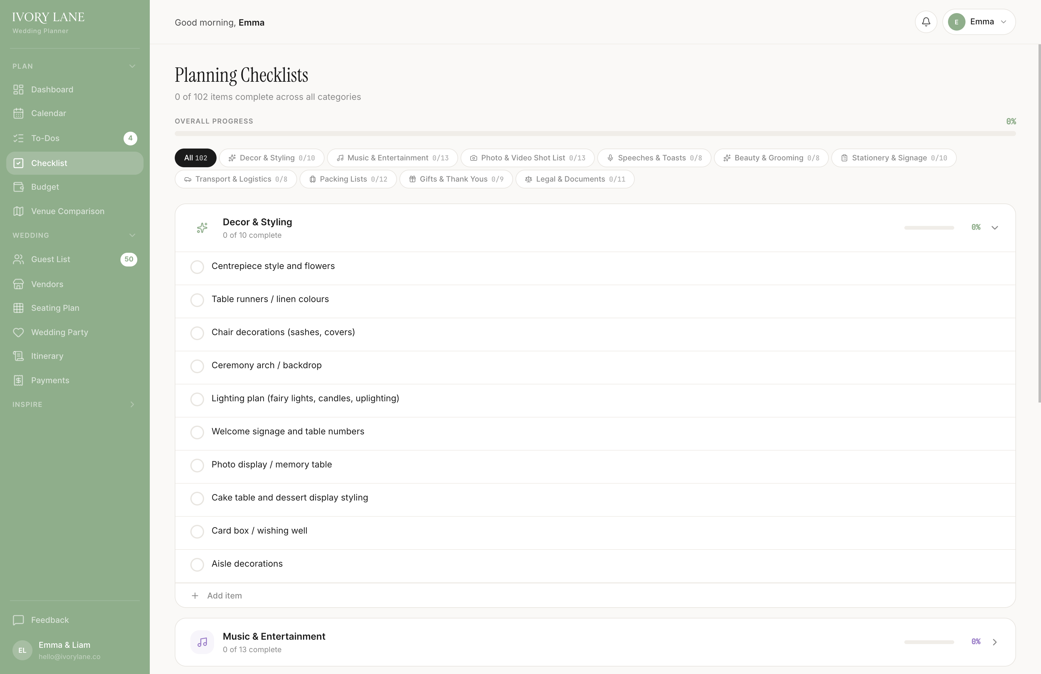 Smart Checklist — Know exactly what to do and when.